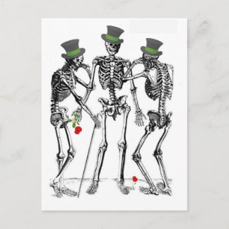 SKELETONS, DIE IN HATEN AUSGEHEN, VINTAGER DRUCK POSTKARTE