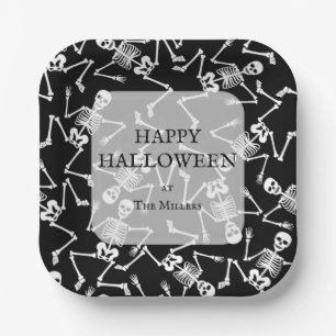 Skeletons Halloween-Party Schwarz Pappteller