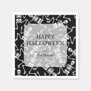Skeletons Halloween-Party Schwarz Serviette