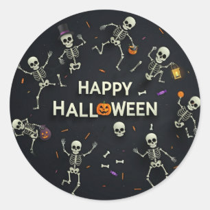 Skeletons Happy Halloween Runder Aufkleber