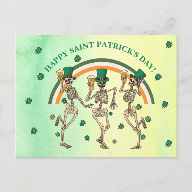 Skeletons tanzen Happy Saint Patrick's Day Postkarte (Vorderseite)