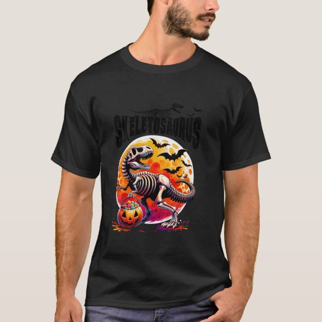 Skeletosaurus Dinosaurier Skeleton T rex Halloween T-Shirt (Vorderseite)