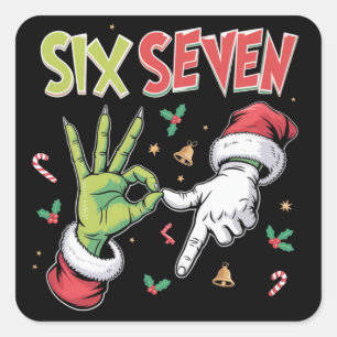 Skelett 6 7 Weihnachten Six Seven Meme Xmas Quadratischer Aufkleber