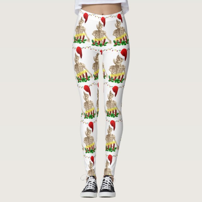 Skelett Albtraum Weihnachten Leggings (Vorderseite)
