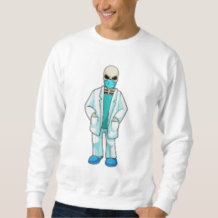 Skelett als Arzt mit Gesichtsmaske Sweatshirt