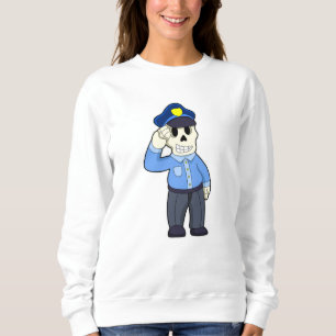 Skelett als Polizeibeamter mit Polizeihut Sweatshirt