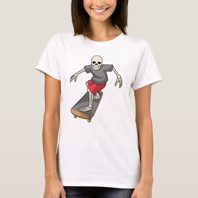 Skelett als Skater mit Skateboard T-Shirt (Vorderseite)