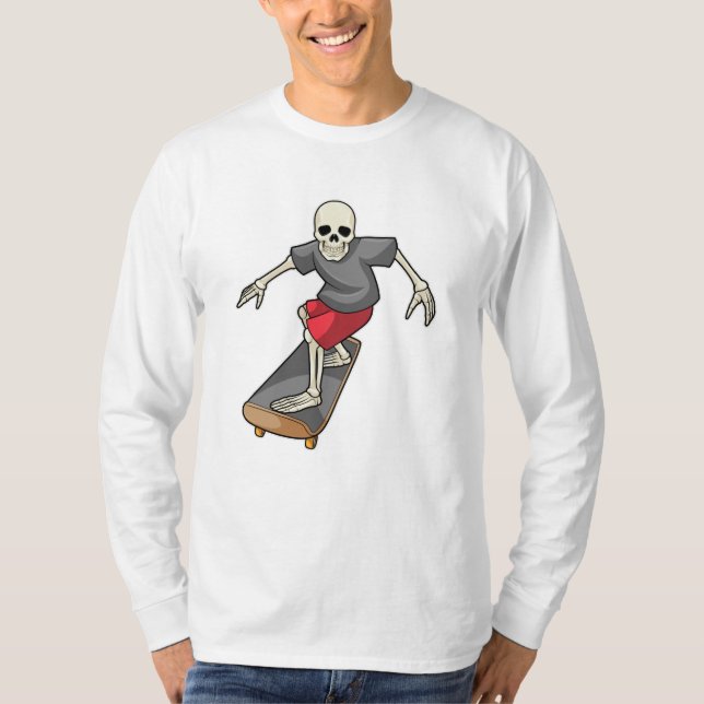 Skelett als Skater mit Skateboard T-Shirt (Vorderseite)