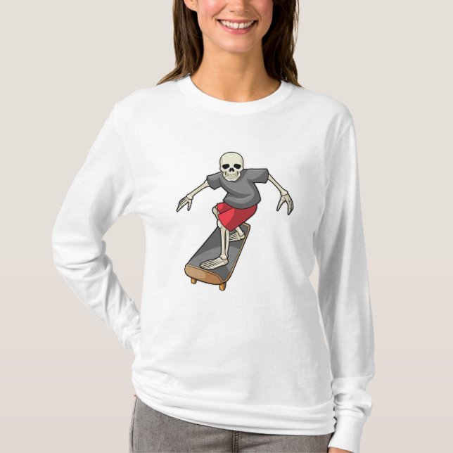 Skelett als Skater mit Skateboard T-Shirt (Vorderseite)