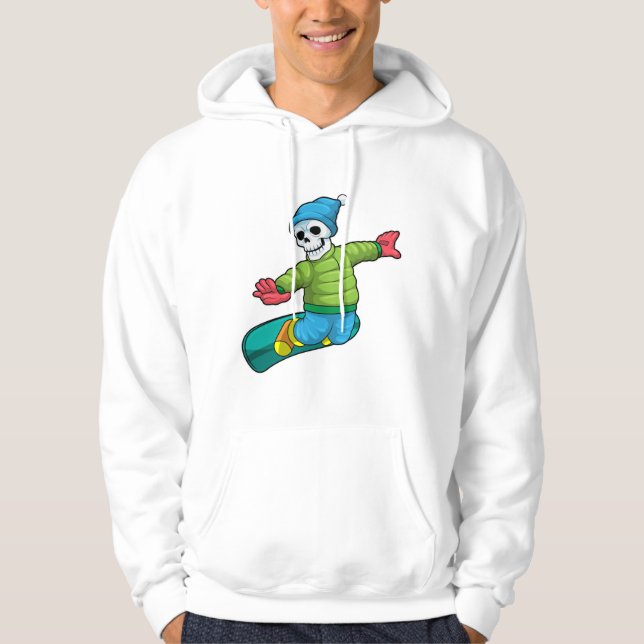 Skelett als Snowboarder mit Snowboard Hoodie (Vorderseite)
