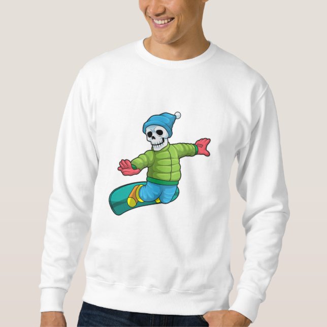 Skelett als Snowboarder mit Snowboard Sweatshirt (Vorderseite)