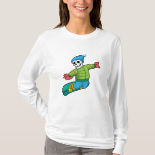 Skelett als Snowboarder mit Snowboard T-Shirt