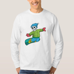 Skelett als Snowboarder mit Snowboard T-Shirt