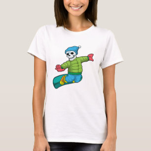 Skelett als Snowboarder mit Snowboard T-Shirt
