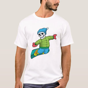 Skelett als Snowboarder mit Snowboard T-Shirt