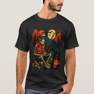 Skelett Angelkostüm für Halloween Lustiger Fischma T-Shirt