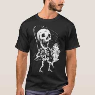 Skelett-Angeln Faules Halloween-Kostüm Cooler Schä T-Shirt