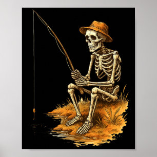Skelett-Angeln Lustiges Halloween-Kostüm Männer Fr Poster