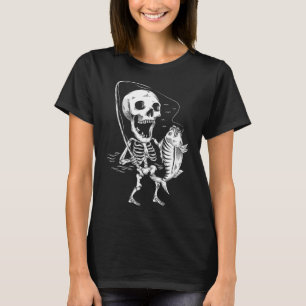 Skelett-Angler Faules Halloween-Kostüm Cooler Tote T-Shirt