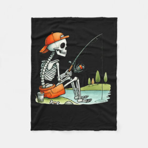 Skelett-Angler-Halloween-Kostüm Lustiges Angeln B Fleecedecke