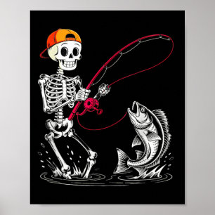 Skelett-Angler Halloween-Kostüm Lustiges Angeln B Poster