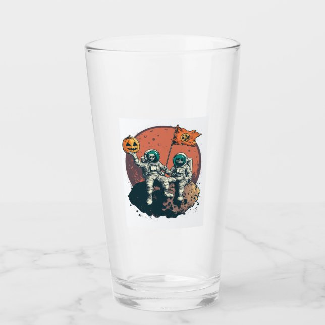 Skelett-Astronauten-Crew Glas (Vorderseite)