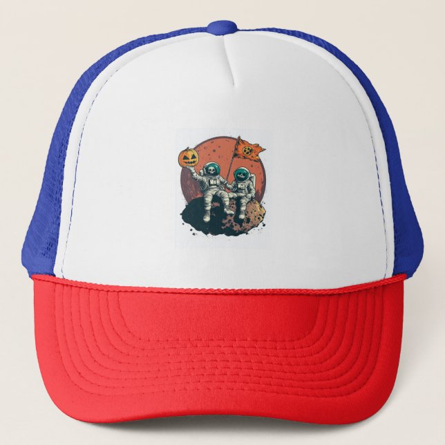 Skelett-Astronauten-Crew Truckerkappe (Vorderseite)