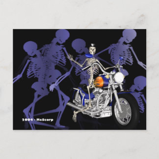 Skelett auf Chopper - Postkarte
