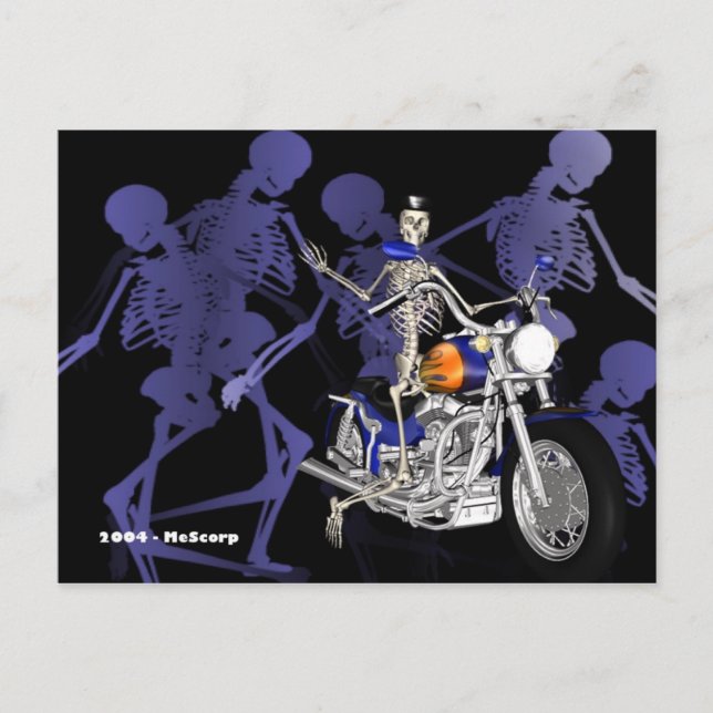 Skelett auf Chopper - Postkarte (Vorderseite)