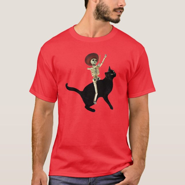 Skelett auf dem Cat-T - Shirt (Vorderseite)