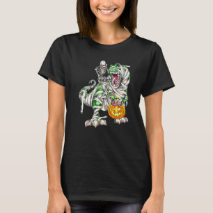 Skelett auf Dinosaurier Rex Mumie reitend gruselig T-Shirt