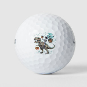 Skelett Auf Dinosaurier T Rex Reitend Halloween Kü Golfball