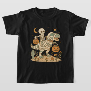 Skelett auf einem Dinosaurier mit Süßigkeiten T-Shirt