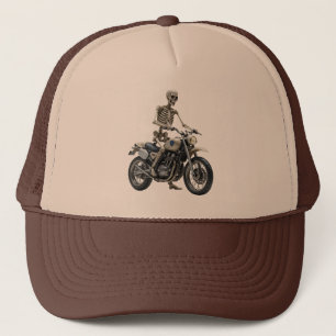 Skelett auf Motorrad Truckerkappe