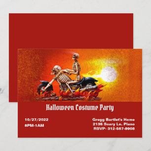 Skelett auf MotorradHalloween Einladung