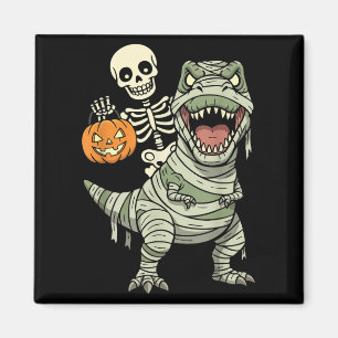 Skelett auf Mumie reitender Dinosaurier T Rex Hall Magnet