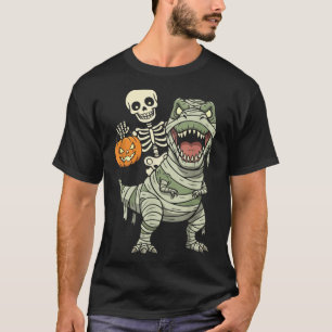 Skelett auf Mummy-Dinosaurier T-Rex reitend Hallow T-Shirt