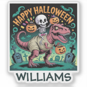 Skelett auf Mummy T-Rex - Spooky Dino Rider Aufkleber