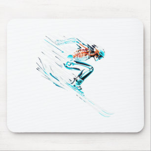 Skelett auf Skiern in Aktion Skifahren Mousepad