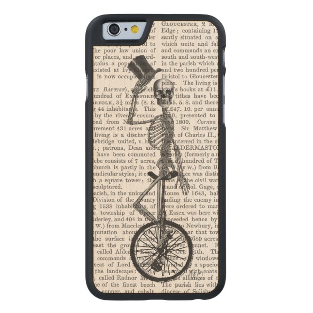 Skelett auf Unicycle Carved Wood iPhone Hülle (Rückseite)