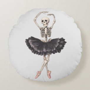 Skelett-Ballerina – Spukhafte Anmut trifft Gothic Rundes Kissen