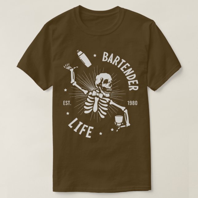 Skelett Barkeeper Life  T-Shirt (Design vorne)