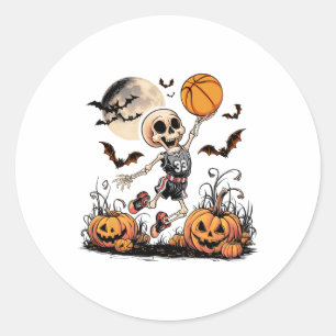 Skelett Basketball Halloween Men Boys Bas Runder Aufkleber
