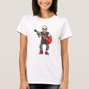 Skelett bei Musik mit Gitarre T-Shirt