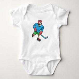 Skelett beim Eishockey mit Eishockeyschläger Baby Strampler