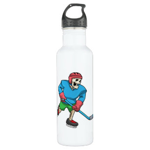 Skelett beim Eishockey mit Eishockeyschläger Edelstahlflasche