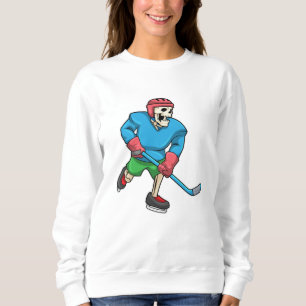 Skelett beim Eishockey mit Eishockeyschläger Sweatshirt