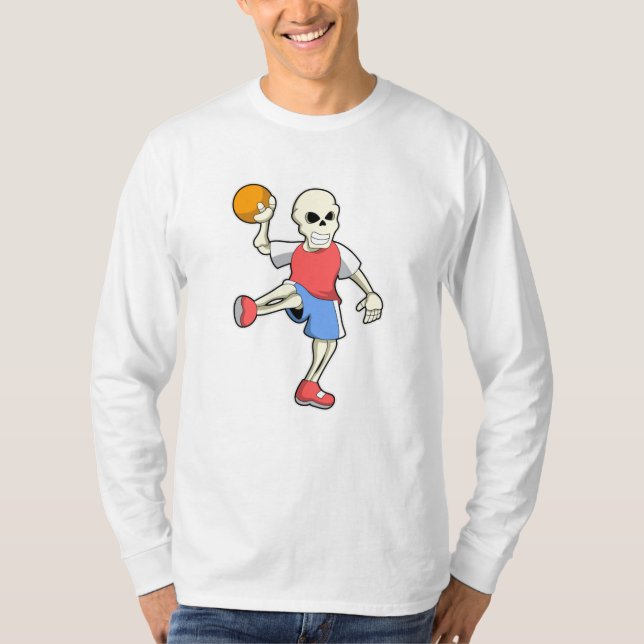 Skelett beim Handballspieler mit Handball T-Shirt (Vorderseite)