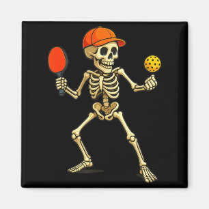 Skelett beim Pickleball-Spielen Halloween Männer F Magnet