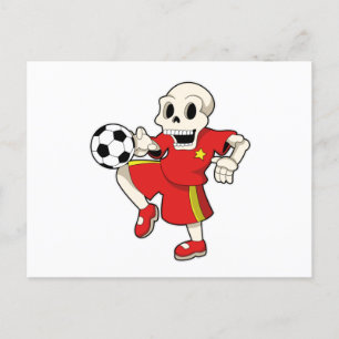 Skelett beim Soccer-Sport Postkarte
